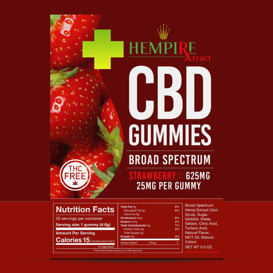 Hempire Xtractz CBD Gummies 625MG Strawberry Broad Spectrum